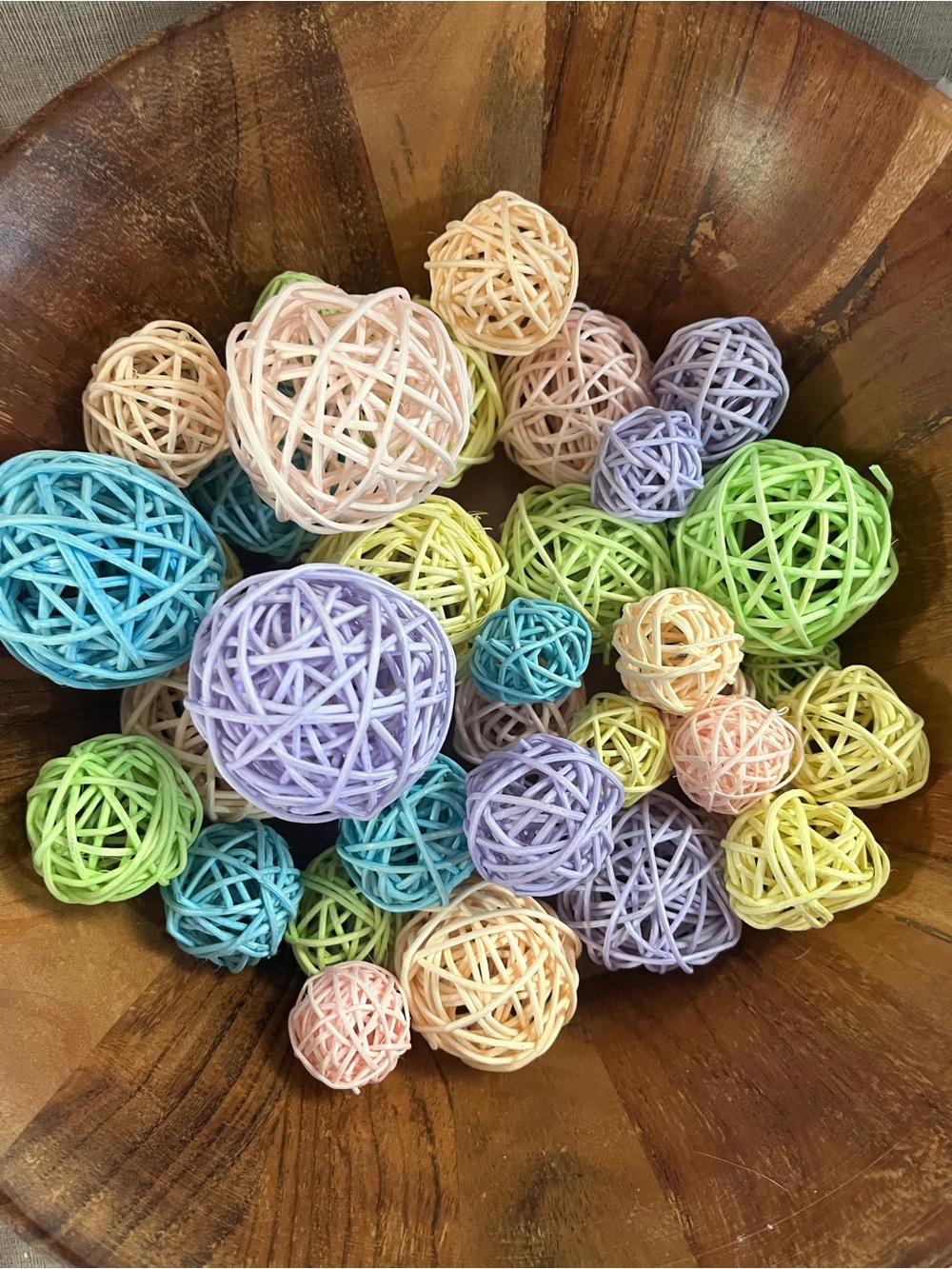 Decorative Rattan Wicker Balls - Pastel Assorted Colors